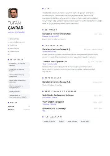 Makine Mühendisi Cv Örnekleri cv indir